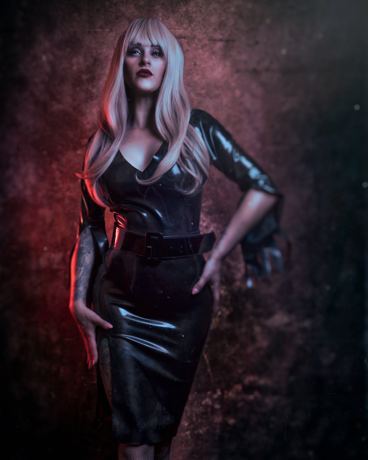 'Vampira' knee length dress in Black.