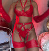 Latex Kaia suspender belt in Red python latex.