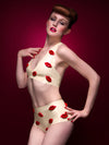 Latex Hot Lips Bikini top in White with Red latex 3D lips.