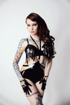 Latex Ava strap knickers in Black and Translucent Natural.