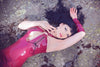 Latex 'Kyra' dress in Plum and Gold.