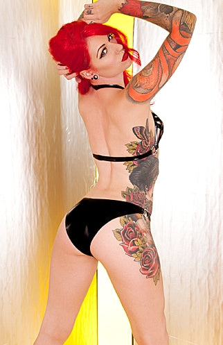 Latex Weave Bra in Black and Silver.