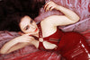 Latex 'Kyra' dress in Plum and Gold.