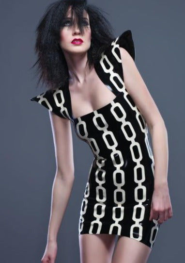 Latex Chain mini dress.