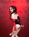 Latex Gloves Harley Fingerless long opera gloves in red and black (a pair).