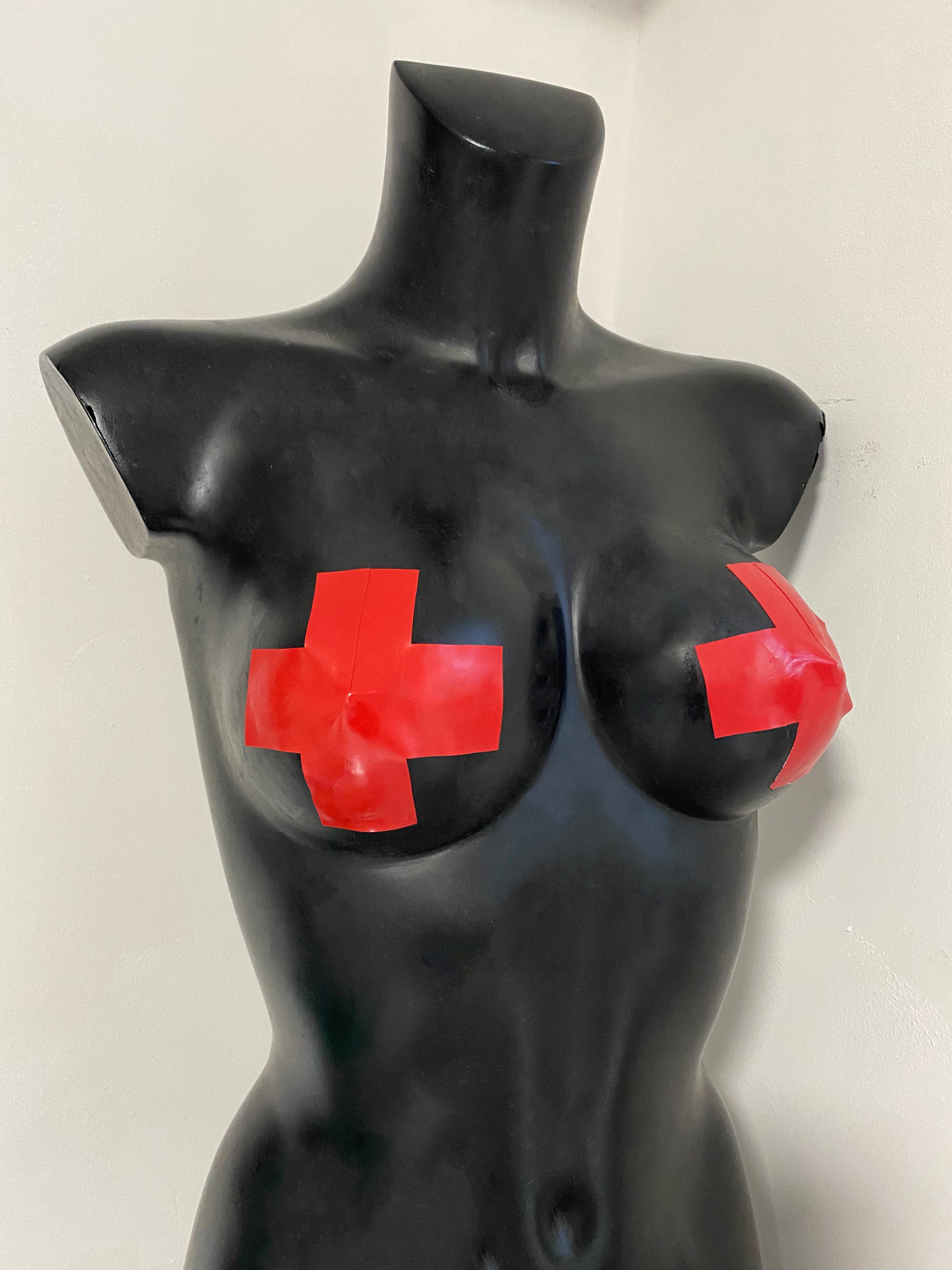 Latex Cross pasties (a pair).