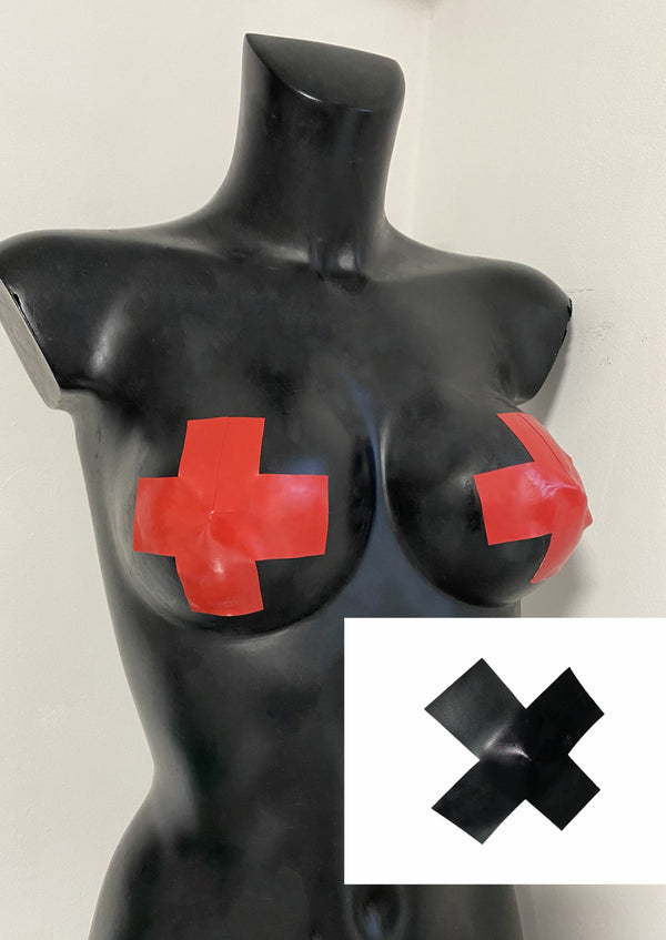 Latex Cross pasties (a pair).